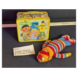 Vintage Sesame Street Lunchbox & Crocheted Ernie