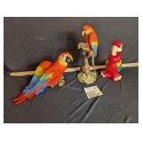 VTG Resin & Ceramic Parrot/Macaw Figurines 3 pcs