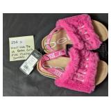 NWT Kids Sz 13 Bebe Girls Pink Fuzzy Sandals