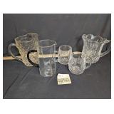 Vintage Cut/ Pressed Glass & MCM Pitchers, Cups