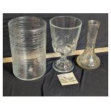 Large Spin & Pressed Glass Vases / Candle Holders
