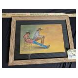 Signed Framed Pastels Cowboy Art by Mike DeFabis