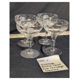 VTG Etched Glass Rose Champagne Glasses