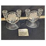 VTG Ind. Glass Constellation Grape Candle Holders