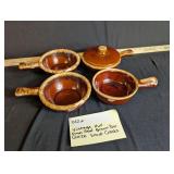 Vtg Hull Oven Proof Brown Dip Glaze Soup Crocks