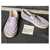 Mens Sz 4 Van Purple Check Slip Ons