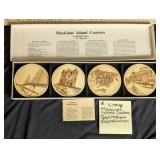 Vintage Mackinac Island Coasters, Scrimshaw Repro