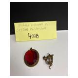VTG Victorian Red Crystal Pendant
