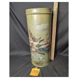 VTG hand painted Mallard duck metal trash can