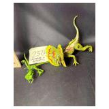 Vintage Jurassic Park dinosaurs, dilopho, compy