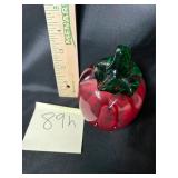Vintage red gold tomato, blown glass paperweight