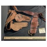 VTG leather pistol holster belts, gunsmoke