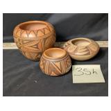 Native American Hopi artisan pottery, signed