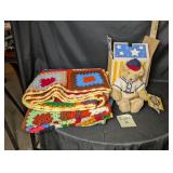 Vintage Afghan blanket and Vermont teddy bear