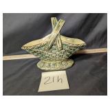 Vintage McCoy pottery gold trimmed green basket