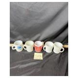 5 misc vtg milk glass mugs