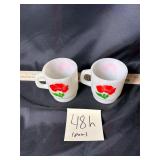 Pair of VTG Anchor Hocking  milk glass coffee mugs