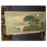 Large vintage framed art print, Capri Coast