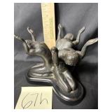 Vintage Pier 1 Brass bowl stand, kneeling nude men