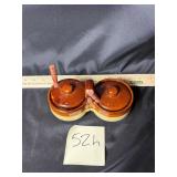 Vintage brown glaze condiment pots
