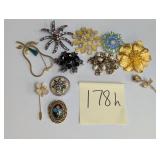 Vintage flower, Rose, pear pins & scarf clip