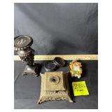 Mixed misc lot, Victorian brass base, etc