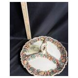 VTG Lefton Majolica fruit relish tray w/ handle