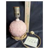 Vintage pink satin glass boudoir table lamp