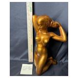 VTG  Art Deco kneeling nude woman bronze sculpture