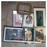 Lot of vintage framed exotic birds, etc