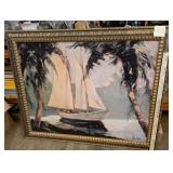 Framed art print, Sailboat, Santa Barbara