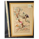 Vintage framed Chinese silk embroidery panel
