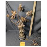 VTG Par Ruffony Combat Fleuri Figural Nymph Lamp