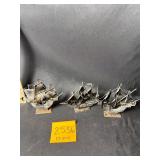 Vintage Brutalist metal sculptures, Columbus ships