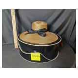 VTG Frank Olive ladies straw hat with bow, hat box