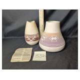 Pair of Nat. Amer Sioux artisan pottery vases