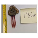 VTG celluloid filigree & small bead hair comb