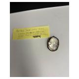 ATQ Hand-Carved Shell Cameo Brooch Sterling Silver