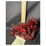 VTG lucky Chinese red resin running horses figure