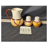 VTG ceramic salt & pepper shakers, cream pitcher
