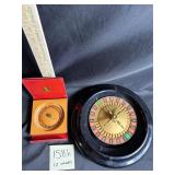 2 vintage tabletop roulette wheels, plastic & wood