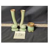 VTG Frankoma pottery, snail Bud vases