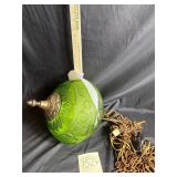 Vintage green glass swag lamp and chain