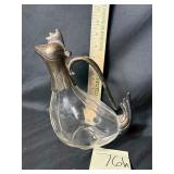 Vintage silver plate and glass rooster decanter