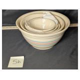 Set of 5 vtg McCoy pink & blue stripe mixing bowls