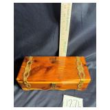 Vintage cedar wood storage box with lock