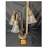 VTG art nouveau three bulb brass floral table lamp