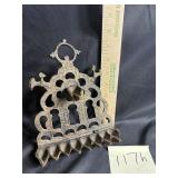 Vintage cast metal primitive Hanukkah menorah