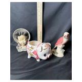 Mixed vintage pink & white porcelain figures