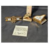 VTG mini mantel clocks, pianos, biplane, gold tone